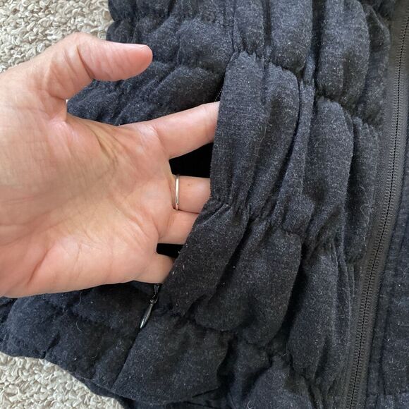 Be By Blanc Noir Women's Padded Vest Size Medium Soft Black Hoodie Full Zip - Picture 2 of 7